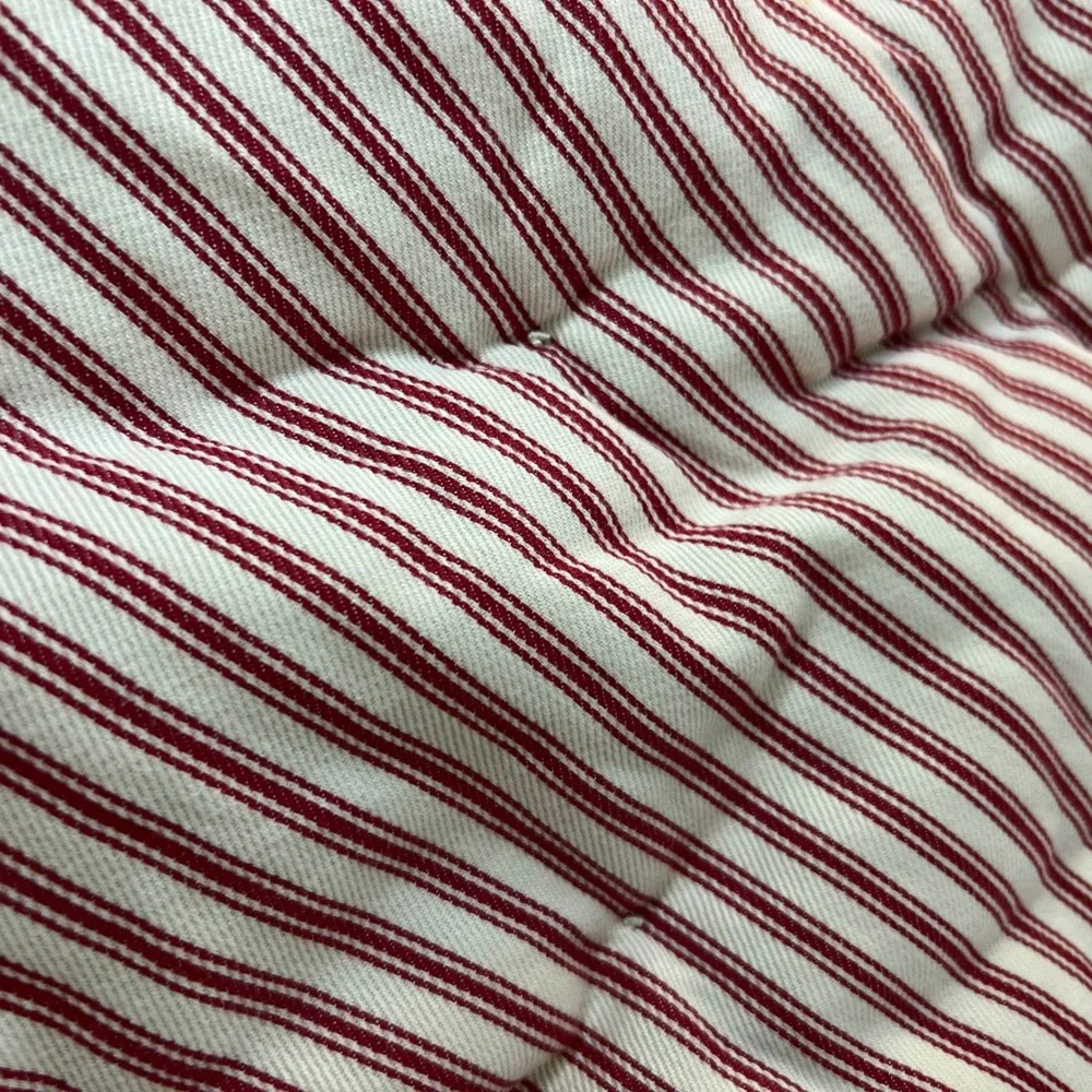 Pottery Barn Red‎ Ticking Stripe Quilted Standard Pillow Sham Cotton Tie Back